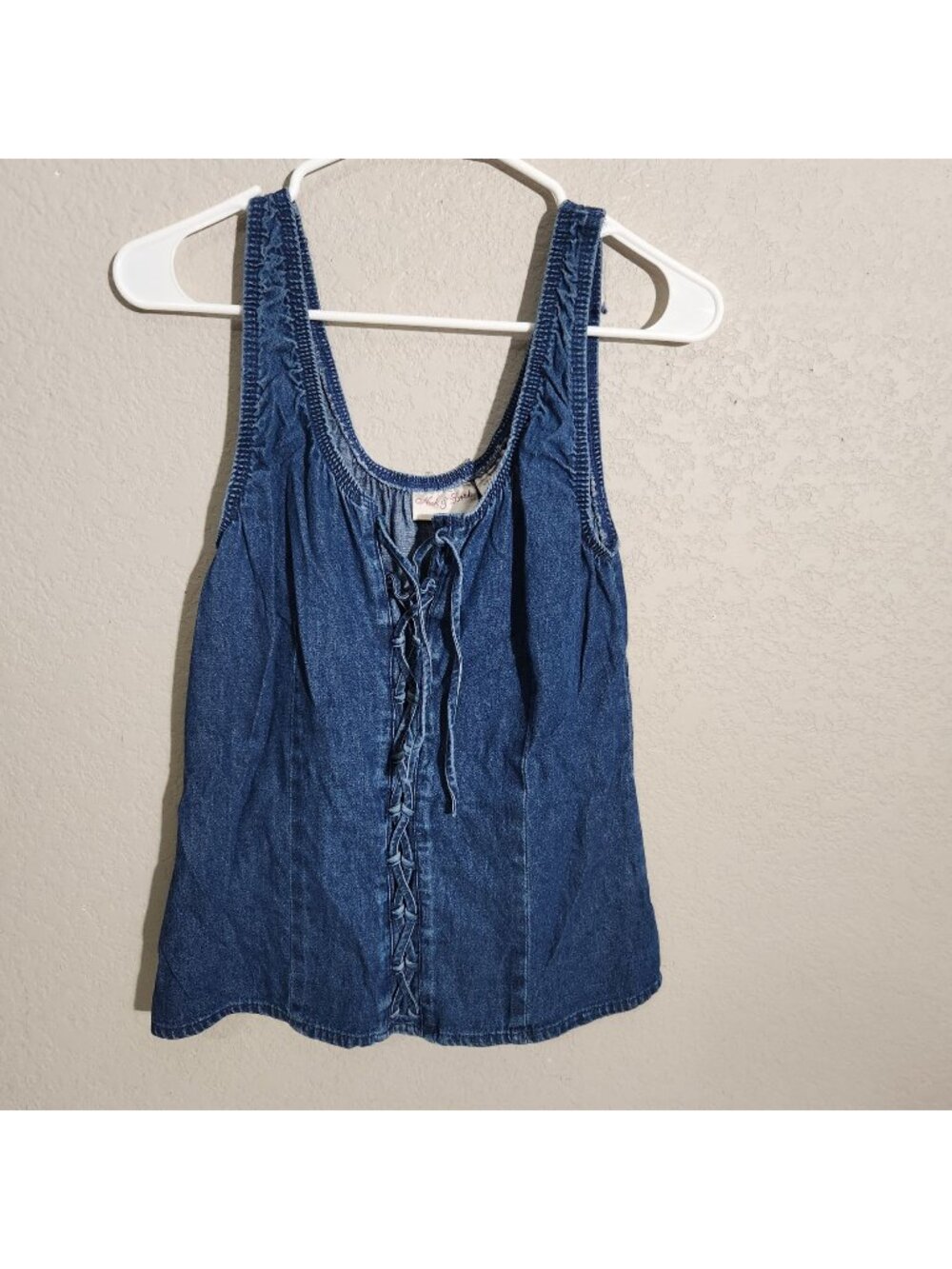 Nick & Sarah Denim Blue Small Tank Top S Sleeveless Laceup Vintage